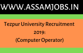 Tezpur University Recruitment 2019:(Computer Operator)
