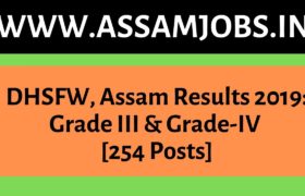 DHSFW, Assam Results 2019_ Grade III & Grade-IV 254 Posts