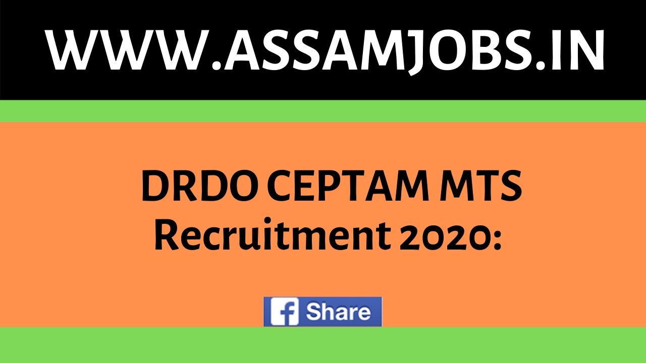 DRDO CEPTAM MTS Recruitment 2020